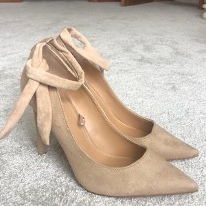 Express Ankle-Tie Suede Heels
